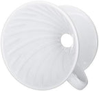 Pour Over Coffee Dripper - Ceramic Slow Brewing Accessories for Home, Cafe, Restaurants - Easy Manual Brew Maker Gift - Strong Flavor Brewer - V02 Paper Cone Filters - White, 2 Cup