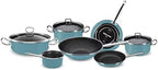 Vasconia Elegance 10-Piece Cookware Set for Most Stove Tops - Dishwasher, Grill & Oven Safe up to 480℉ (Enamel on Steel) Quick & Even Heat Distribution, Nonstick Interior, Stainless Handles (Teal)