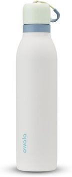 Owala FreeSip Twist Insulated Stainless Steel Water Bottle with Straw for Sports and Travel, BPA-Free, 24-oz, Green/White (Iced Breeze)