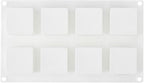 Pastry Tek 8 Cavities Square Cupcake Pan, 1 Oven-Ready Square Mold - Flexible, Freezable, White Silicone Petit Four Mold, Easy Release, For Baking - Restaurantware