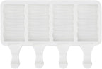 Pastry Tek 4 Cavities Popsicle Mold, 1 Rectangle Cakesicle Mold - Flexible, Freezable, White Silicone Cake Popsicle Mold, Easy Release, For Baking - Restaurantware