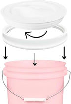 House Naturals 2 Gallon Pink Food Grade BPA Free Made in USA Bucket with Screw On White Lid - Pack of 3