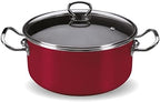 Vasconia Elegance 10-Piece Cookware Set for Most Stove Tops - Dishwasher, Grill & Oven Safe up to 480℉ (Enamel on Steel) Quick & Even Heat Distribution, Nonstick Interior, Stainless Handles (Dark Red)
