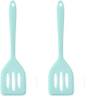 2Pack Small Silicone Turner High Heat Resistant Slotted Spatula for Fish, Eggs, Pancakes and More (8.2 IN, Light blue)