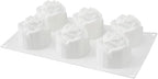 Pastry Tek 6 Cavities Rose Baking Mold, 1 Oven-Ready 3D Rose Mold - Flexible, Freezable, White Silicone Chocolate Mold, Easy Release, For Making Candies or Chocolates - Restaurantware