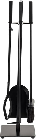 Modern Ember Harriet 5 Piece Fireplace Tool Set in Black | Includes Brush, Shovel, Fire Poker, Tongs, and Stand | Heavy-Duty Steel | Heat-Resistant Powder Coating Finish