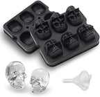 CHIYAN Skull Ice Mold Silicone - Set of 6 Large 3D Ice Cube Molds, 2.3x2.3 Inch Flexible Silicone Freezer Tray, Whiskey Cubes Mold Skull for Party Cocktails Champagne and Drinks