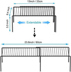 Kitchen Cabinet Expandable Shelf Organizers Set of 2, Adjustable Metal Wire Pantry Storage Shelves, Plate Dish Organizer Rack for Cabinets, Cupboard, Counter, Freezer, Countertop, Black