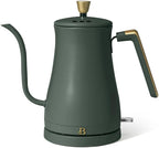 Beautiful 1L Electric Gooseneck Kettle, Precision Pour Spout, 1200W Fast Boil, Auto Shut-Off, Cordless, Stainless Steel, Tea & Coffee Maker with Ergonomic Handle, Thyme Green