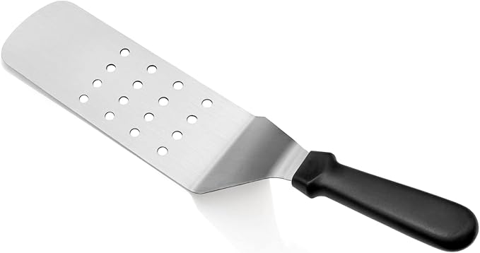 New Star Foodservice 38385 Plastic Handle Flexible Grill Turner/Spatula, Perforated, 14.5-Inch, Black
