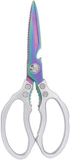 Heavy Duty Sharp Kitchen Scissors, Dishwasher Safe, Cooking Shears for Meat, Chicken, Fish, Poultry, Herb, Bread (Silver Color)