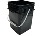 House Naturals 4 Gallon Square Food Grade Bucket Pail with Plastic Handles and Lid (Pack of 3) Made in USA containers (Black)