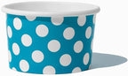 UNIQ 1000-Count 4 oz Polka Dot Paper Ice Cream Cups Blue Color | Disposable Dessert Bowls in Multiple Colors | Frozen Dessert Supplies