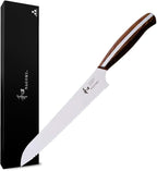 NAGOMI] 8 inch Serrated Bread Knife, Stainless Steel HRC58 Ultra-sharp Serrated Blade Bread Knife For Homemade Bread | Black Stylish Gift Box