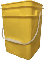 House Naturals 4 Gallon Square Food Grade Bucket Pail with Plastic Handles and Lid (Pack of 3) Made in USA containers (Yellow)