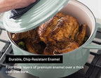 Misen 7 QT Enameled Cast Iron Dutch Oven - Chip-Resistant Enamel Coating - Thick Iron Core For Heat Retention - Large Cooking Surface - Oven Safe, Induction Compatible - Traditional Lid, Green