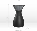 asobu Black Insulated Pour Over Coffee Maker (32 oz.) Double-Wall Vacuum, Stainless-Steel Filter, Stays Hot Up to 12 Hours (Black)