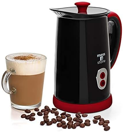 Moss & stone Electric Milk Frother & Steamer for Making Latte, Cappuccino, Hot Chocolate, Automatic Cold Hot Milk Frother & Warmer, Foam Maker, Auto Shut-Off, Detachable Base & Non-Stick Interior