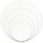 qiqee 8 Inch White Wave Cake Boards Round 50-Packs Circles Rounds Base Food-Grade Cardboard Wave Cake Plate（Thinner But Stronger）
