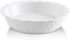 Ceramic Pie Pan, 10 Inches Pie Dish, Pie Plate for Dessert Kitchen, Round Baking Dish Pan for Dinner, Texture Series (White)