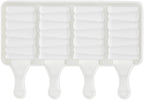 Pastry Tek 4 Cavities Popsicle Molds, 10 Rectangle Cakesicle Molds - Flexible, Freezable, White Silicone Cake Popsicle Molds, Easy Release, For Baking - Restaurantware