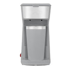 Holstein Housewares Personal Coffee Maker with 14oz Travel Mug – Compact One-Touch Brew Machine with Reusable Filter, Auto Shut-Off, Non-Stick Plate, Ideal for Home, Office, or Dorm. Grey