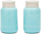 Fox Run Ceramic Mason Jar S&P Shakers, Salt and Pepper, Blue