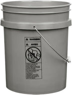House Naturals 5 Gallon Premium HPDE Plastic Bucket - Made in USA Food Grade Storage Container, BPA Free All Purpose Pail (3, Gray)