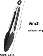 Silicone Kitchen Tongs for Cooking - 9+12 Inch Heat-Resistant Stainless Steel Cooking Tongs with Non-Slip Handle, Non-Scratch Tips for, BBQ, Salad & Air Fryer - 2-PieceRedSet