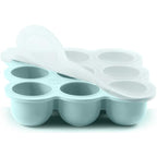 Samuelworld Baby Breast Milk and Food Storage Container, 12 Portions x 2.5oz, Stackable Food Grade Silicone Tray with Clip-On Hard Lid for Homemade Purees, Vegetables & Fruits - Teal