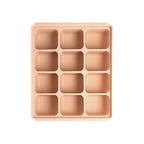 Baby Food Storage Silicone Cubes with Clip-On Lid Freezer Tray Baby Food Soups Purees Ice Easy and Safe Design Made in Korea(12 Sand Beige)