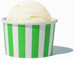 UNIQ 1000-Count 4 oz Striped Paper Ice Cream Cups Green Color | Disposable Dessert Bowls in Multiple Colors | Frozen Dessert Supplies