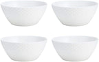 Mikasa Trellis Bone China 16-Piece Dinnerware Set, Service for 4, White Lightweight Porcelain with Textured Design, Chip-Resistant and Dishwasher Safe