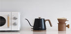 Modern Electric Gooseneck inner Stainless Steel Kettle, 1200W Quick Heating, One touch, Auto Shut off with Elegant Wood Grain design 800ML (Black)