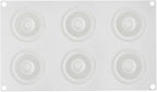 Pastry Tek 6 Cavities Donut Pan, 1 Ridge Design Donut Mold - Oven-Ready, Flexible, White Silicone Bagel Pan, Freezable, Easy Release - Restaurantware