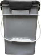 House Naturals 4 Gallon Square Food Grade Bucket Pail with Plastic Handles and Lid (Pack of 3) Made in USA containers (Gray)