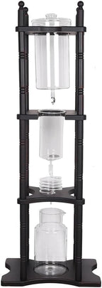 2500ml Cold Brew Coffee Maker, Large Capacity Ice Dripper Coffee Maker, Glass Dutch Coffee Dripper Ice Drip Coffee Tower With Stable Base, Portable Household With Pine Wood amd Handmade Glass