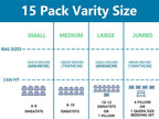 15 Pack Vacuum Seal Bag for Clothing with Electric Air Pump,Space Saver Vacuum Storage Bags for Clothes,Mattress, Blanket, Duvets, Pillows(3 Jumbo/3 Large/3 Medium/6 Small Bags)