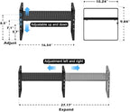 Expandable Kitchen Cabinet Shelf Organizers, Stackable Metal Pantry Storage Shelves Rack, Adjustable Counter Spice Shelf for Cabinets, Countertop, Cupboard, 2 Pack, Black