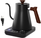 Gooseneck electric kettle,Auto Boil Detection, with Variable Temperature Control, Stainless Steel Inner, Ultra-Quiet 304 Stainless Steel,1200W Quick Heating, for Coffee, Tea & Milk, 0.9L(Black)