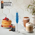 Zulay Kitchen Powerful Milk Frother Wand With 4 AA Duracell Batteries - Ultra Fast Handheld Drink Mixer - Electric Whisk Foam Maker for Coffee, Lattes, Cappuccino, Matcha & Creamer