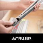 GORILLA GRIP Stainless Steel Heat Resistant Kitchen Tongs for Cooking, Set of 2 BBQ Tong, Non Scratch Silicone Tip for Pans, Strong Grip, Grab Food, Toss Salad, Air Fryer, Pull Lock, 7 + 9 Inch, Gray