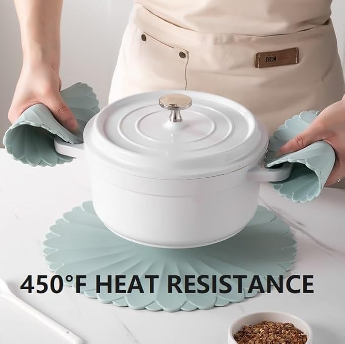Heat-Resistant Silicone Trivet Mats, Non-Slip Hot Plate Holder for Kitchen Countertops & Dining Table, Reusable Pot Holder Pad with Secure Grip, Dishwasher Safe (Grey, Diameter: 30cm/11.81")