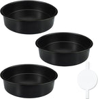 8 Inch Round Cake Pan Set of 3, Non-stick Carbon Steel Baking Pans with 100 Pcs Pre-Cut Parchment Paper, Durable Layer Cake Pans for Birthday/Christmas, Dishwasher Safe