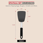 Unicook Flexible Silicone Spatula, 600°F Heat Resistant Silicone Turner for Nonstick Cookware, Essential Kitchen Cooking Utensil, Ideal for Flipping Eggs, Pancake, Burgers, Crepes and More, Medium