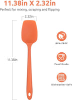 Heat Resistant Silicone Spoon Spatula: U-Taste 600ºF High Heat Flexible 11.38in Silicon Mixing Stirring Cooking Scraping Baking Bowl Scraper Seamless Spreader for Nonstick Cookware (Orange)