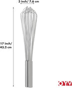 18/10 Stainless Steel Large Whisk, 17" Commercial Heavy Duty Whisk for Whipping Eggs, Mixing Batter, Making Sauces, Long Wisk Dishwasher Safe