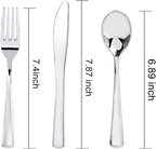 WDF 180 Pieces Silver Plastic Silverware - Silver Plastic Cutlery - Fancy Plastic Silverware Heavy Duty - 60 Forks 60 Knives 60 Spoons - Disposable Plastic Utensils Perfect for Party/Wedding/Christmas