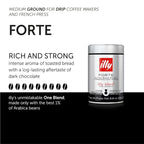 Illy Coffee, Ground Drip Forte, Extra Dark Roast, 100% Arabica Bean Bold Signature Italian Blend, No Preservatives, 8.8 Ounce (Pack Of 1)