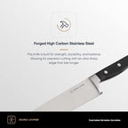 DURA LIVING 7-Inch Santoku Knife - Razor-Sharp High-Carbon Stainless Steel Blade, Forged Ergonomic Riveted Handle, Chef Knife for Chopping, Slicing & Dicing, Multipurpose Kitchen Knife, Home Chef